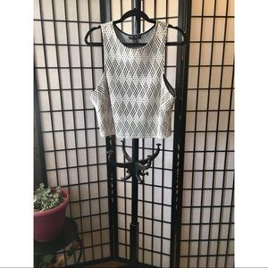 F21+ Black & White Chevron Crop Top